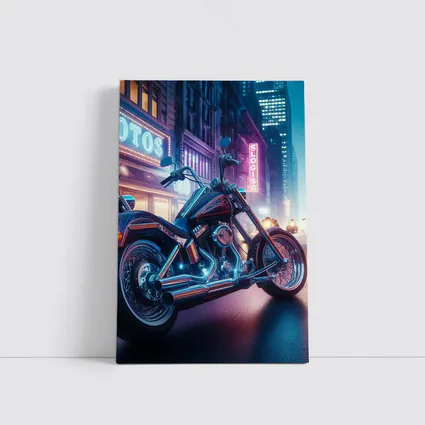 Harley Davidson Chopper Neon City Night