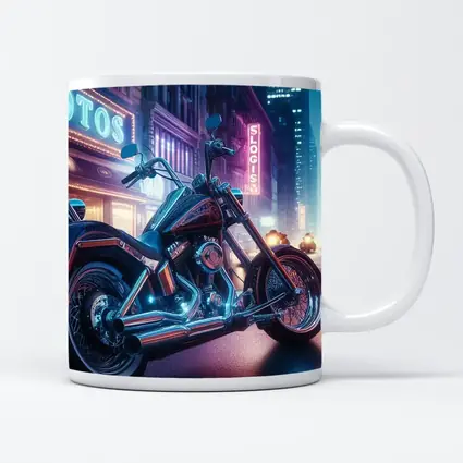 Harley Davidson Chopper Neon City Night