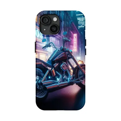 Harley Davidson Chopper Neon City Night