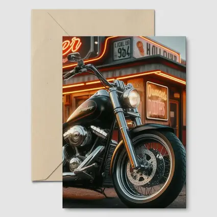 Harley Davidson Cruiser Motorcycle Neon Diner