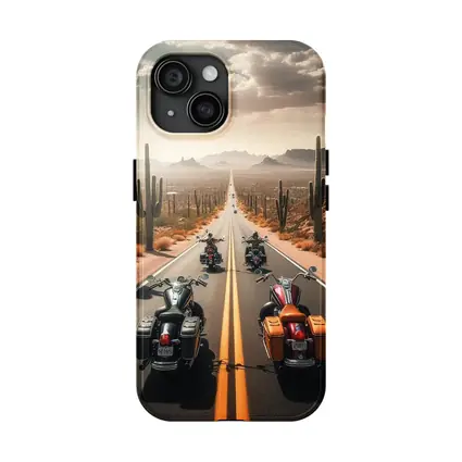 Cruiser Motorcycles Riding Desert Highway Cacti