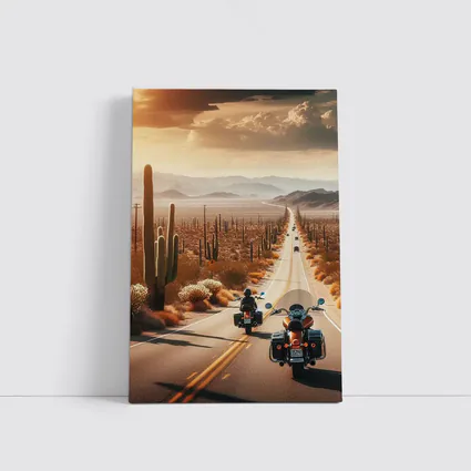 Harley Davidson Motorcycles Desert Highway Sunset