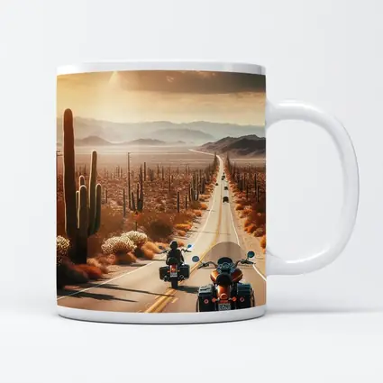 Harley Davidson Motorcycles Desert Highway Sunset