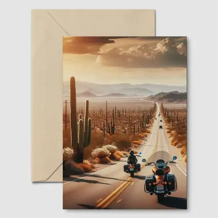 Harley Davidson Motorcycles Desert Highway Sunset
