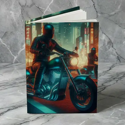 Chopper Motorcycle Rider Neon Cyberpunk City