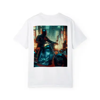 Chopper Motorcycle Rider Neon Cyberpunk City