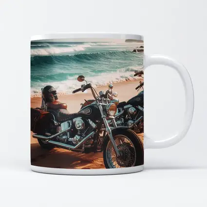 Harley Davidson Chopper Motorcycles On Beach