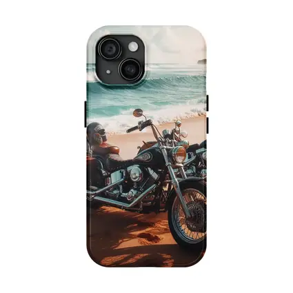Harley Davidson Chopper Motorcycles On Beach