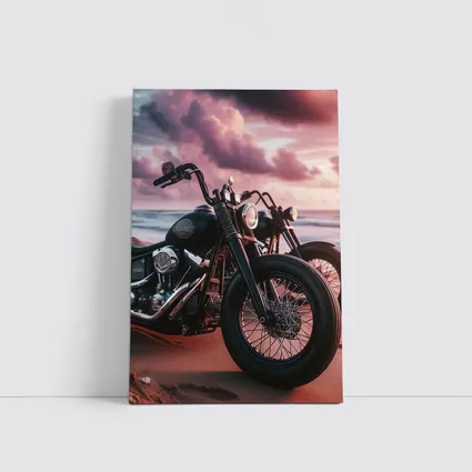 Harley Davidson Bobber Motorcycle Beach Sunset
