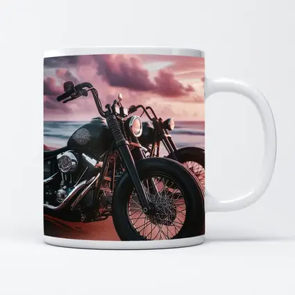 Harley Davidson Bobber Motorcycle Beach Sunset