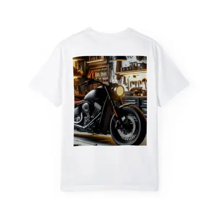 Black Bobber Motorcycle Mechanic Workshop Garage