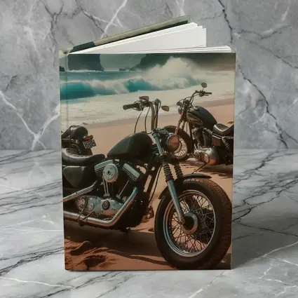 Harley Davidson Choppers Parked Sandy Beach