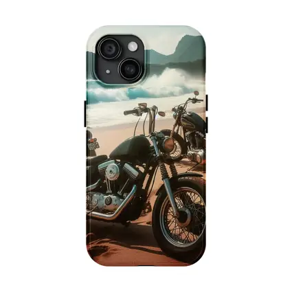 Harley Davidson Choppers Parked Sandy Beach