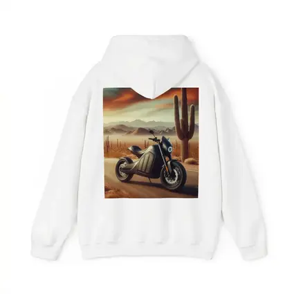 Electric Motorcycle Parked Desert Road Sunset