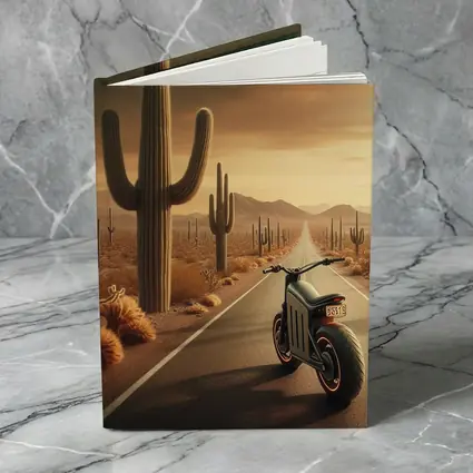 Electric Scooter Desert Road Cactus Sunset