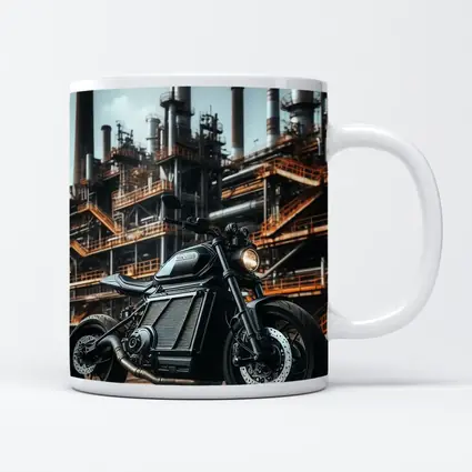 Black Electric Motorcycle Industrial Factory Background