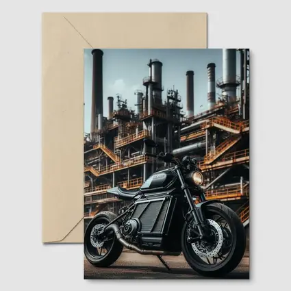 Black Electric Motorcycle Industrial Factory Background