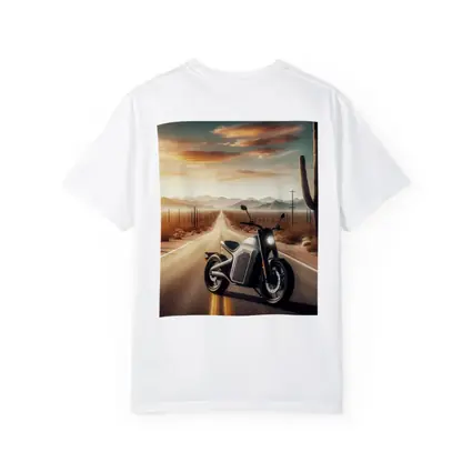 Electric Motorcycle Desert Road Sunset Scene
