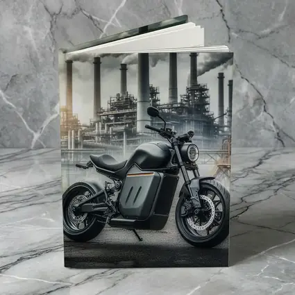 Black Electric Motorcycle Industrial Factory Background