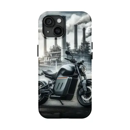 Black Electric Motorcycle Industrial Factory Background