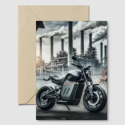 Black Electric Motorcycle Industrial Factory Background