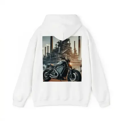 Dark Scrambler Motorcycle Industrial Refinery Background