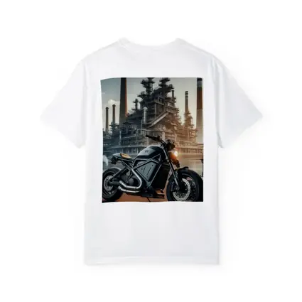 Dark Scrambler Motorcycle Industrial Refinery Background