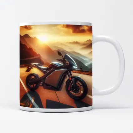 Electric Sport Bike Mountain Sunset Road