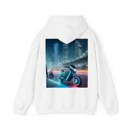 Futuristic Neon Motorcycle Glowing City Night