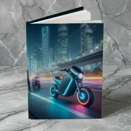 Futuristic Neon Motorcycle Glowing City Night