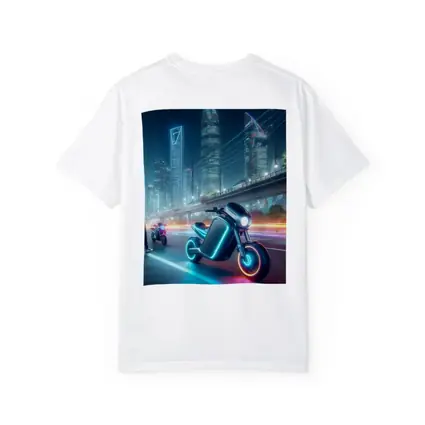 Futuristic Neon Motorcycle Glowing City Night