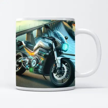 Electric Motorcycle Glowing Details Dam Background