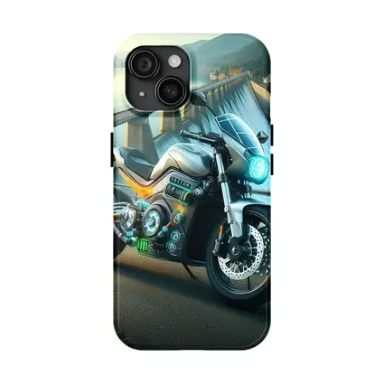 Electric Motorcycle Glowing Details Dam Background