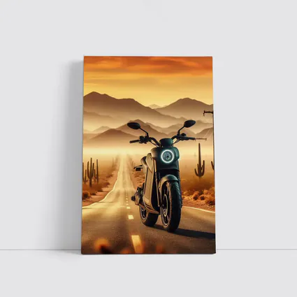 Electric Scooter Desert Road Golden Sunset