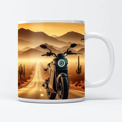 Electric Scooter Desert Road Golden Sunset