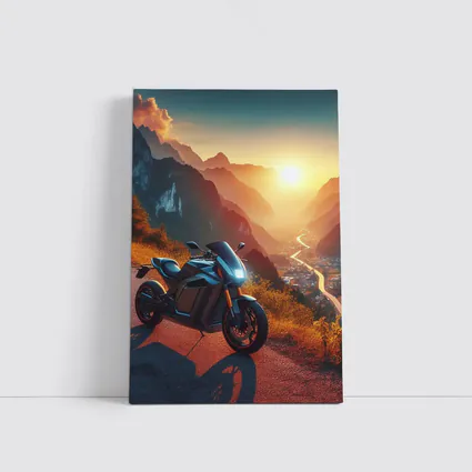 Electric Sport Bike Mountain Sunset Road