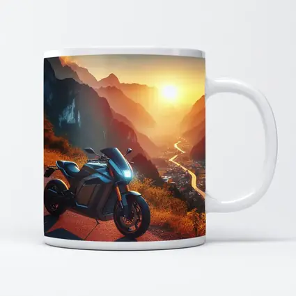 Electric Sport Bike Mountain Sunset Road