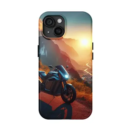 Electric Sport Bike Mountain Sunset Road