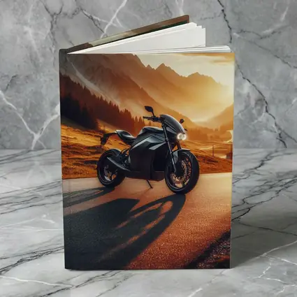 Black Electric Motorcycle Mountain Sunset Road