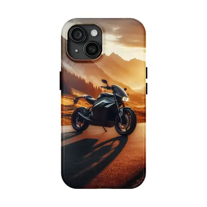 Black Electric Motorcycle Mountain Sunset Road