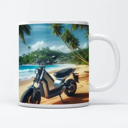 Electric Scooter Parked On Tropical Beach