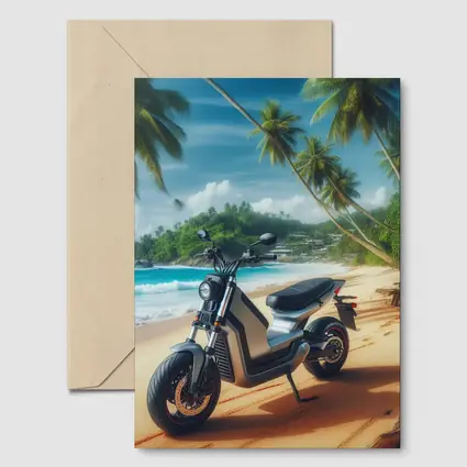 Electric Scooter Parked On Tropical Beach