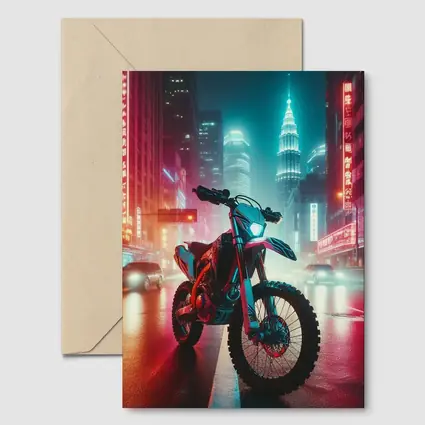 Dirt Bike Neon City Night Cyberpunk Street