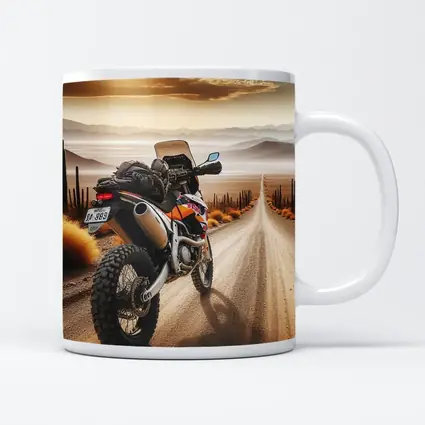 Adventure Motorcycle Desert Road Sunset Scene