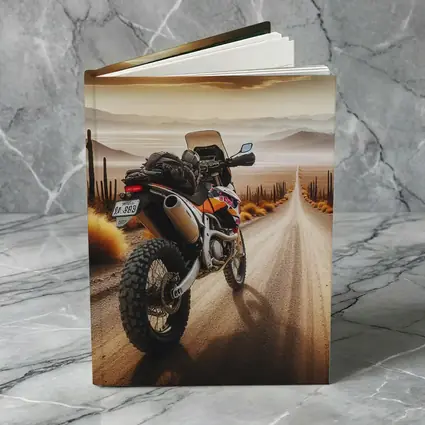 Adventure Motorcycle Desert Road Sunset Scene