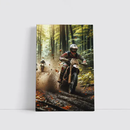 Motocross Dirt Bike Racing Through Forest