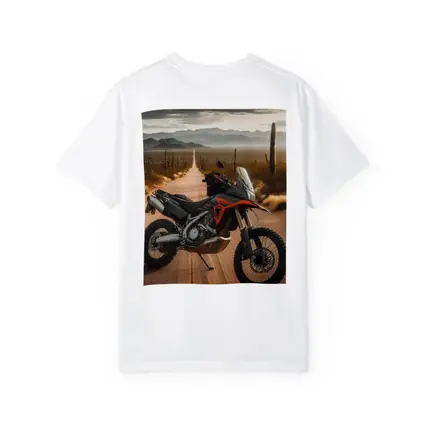 Adventure Motorcycle Parked on Desert Road