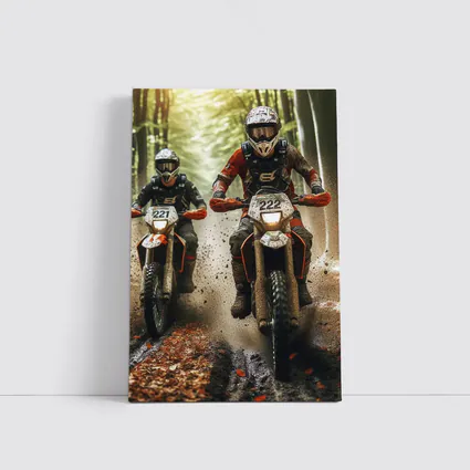 Motocross Riders Racing Through Muddy Forest