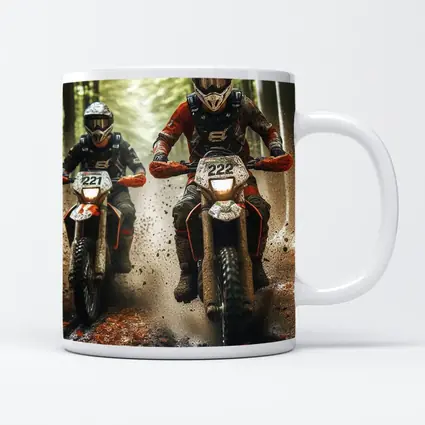 Motocross Riders Racing Through Muddy Forest