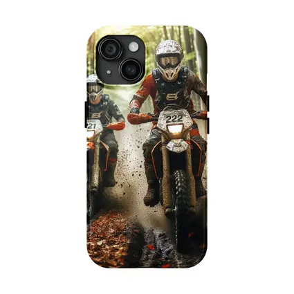 Motocross Riders Racing Through Muddy Forest